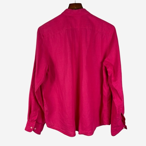 Lauren Ralph Lauren Linen Roll Tab Sleeve Shirt Size L Large Bright Pink LRL - Picture 4 of 8
